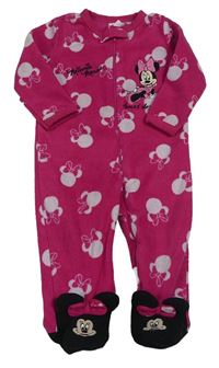 Tmavorůžovo-černý fleecový overal s Minnie PRIMARK