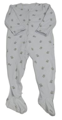 Bílá tepláková teplá kombinéza s medvídky Next