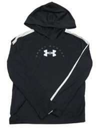 Černo-bílé funkční sportovní mikinotriko s logem a kapsou a kapucí UNDER ARMOUR