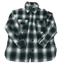 Smaragdovo-černo-bílá kostkovaná vlněná košilová bunda New Look