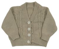 Béžový pletený propínací svetr se vzorem