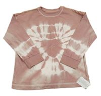 Nové - starorůžovo-bílé batikované mikinotriko s kamínky St. Bernard