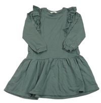 Tmavokhakišedé teplákové šaty s volánky H&M