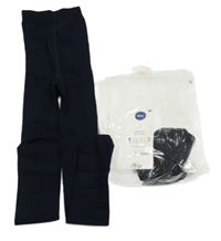 Nové - 2x - Tmavomodré punčocháče George