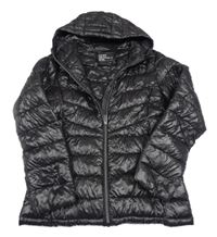 Černá prošívaná šusťáková zateplená bunda s kapucí Next