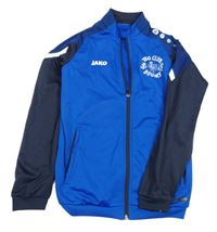 Cobaltově modro-černá funkční sportovní propínací mikina s logem JAKO