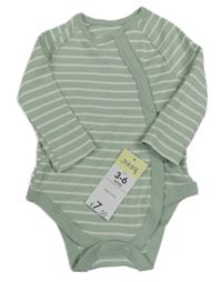 Nové - olivovo-bílé pruhované žebrované body Matalan