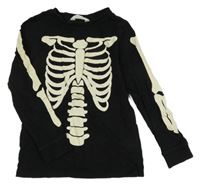 Černé pyžamové triko s kostmi H&M