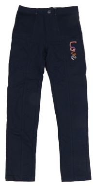 Tmavomodré tregíny s nápisem z flitrů a srdíčky Kids