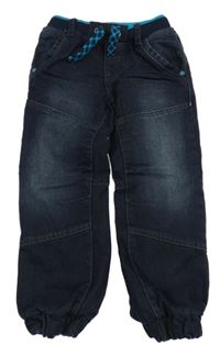 Tmavomodré cuff podšité rifle s úpletovým pasem C&A