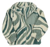 Smetanovo-šalvějovo-khakišedá vzorovaná chlupatá bunda Page one young