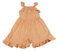 Světleoranžový letní overal s větvičkami a květy a volánky St. Bernard