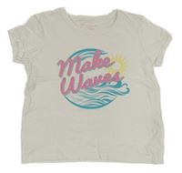 Bílé tričko s nápisy a sluníčkem PRIMARK