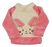 Smetanovo-růžová plyšová mikina se zajíčkem 