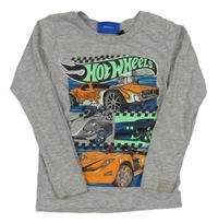 Šedé melírované triko s auty - Hot Wheels