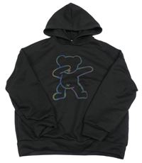 Černá oversize mikina s medvídkem a kapucí SHEIN