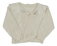 Bílé propínací svetrové bolérko s límečkem s madeirou SHEIN