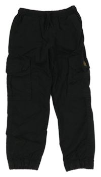 Černé cargo cuff plátěné kalhoty s nášivkou Next