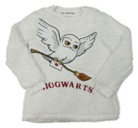 Bílá huňatá mikina s Hedwigou - Harry Potter 