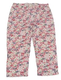 Růžové květované capri legíny Kids