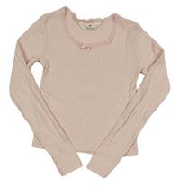 Světlerůžové perforované crop triko H&M