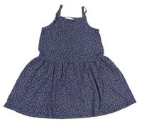 Tmavomodré květované bavlněné šaty zn. H&M