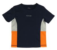 Tmavomodro-šedo-oranžové sportovní tričko s nápisem Topolino