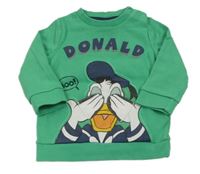 Zelená žebrovaná mikina s Donaldem Disney