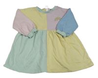 Žluto-růžovo-mátové teplákové šaty s duhou Next