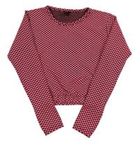 Neonově růžovo-černé vzorované crop triko