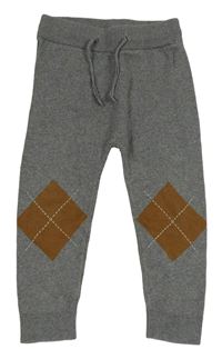 Šedé melírované pletené tepláky s kárami Next