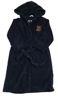 Tmavomodrý chlupatý župan s písmenem a kapucí - Harry Potter M&S