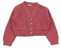 Malinový propínací crop svetr Matalan