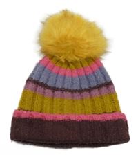 Barevná pruhovaná žebrovaná pletená čepice s bambulí George