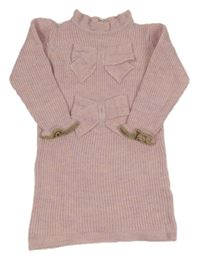 Růžové svetrové šaty s mašlemi River Island