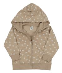 Béžová květovaná propínací mikina s kapucí Dopodopo