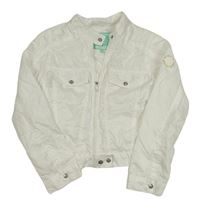 Bílá šusťáková jarní crop bunda