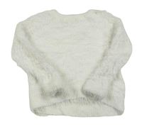 Bílý chlupatý třpytivý svetr H&M