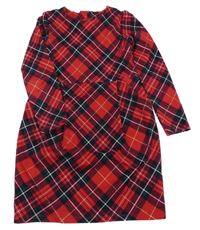 Červeno-černo-bílé kostkované třpytivé teplákové šaty H&M