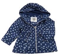 Tmavomodrá šusťáková jarní bunda s mašlemi a kapucí F&F