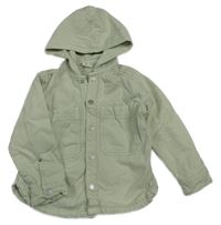 Zelenkavá riflová košilová bunda s kapucí Zara