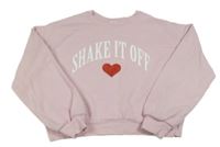 Růžová crop mikina s nápisem a srdcem River Island