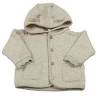 Béžová melírovaná prošívaná zateplená propínací mikina s kapucí Topomini