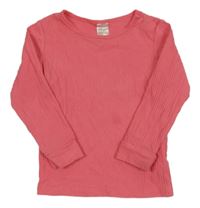 Tmavorůžové žebrované triko H&M