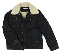 Tmavomodrá riflová zateplená bunda Monoprix