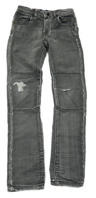 Tmavošedé teplákové skinny rifle s prošoupáním