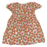 Světlebéžové lehké šaty s jahodami H&M