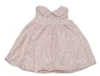 Světlerůžové květované plátěné šaty s límečkem Nutmeg