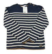 Nové - Tmavomodro-smetanový pruhovaný svetr H&M