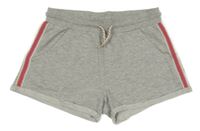 Šedé melírované teplákové kraťasy s pruhy 9th Avenue